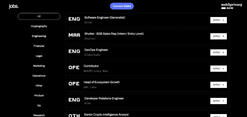 Jobs in Privacy project page