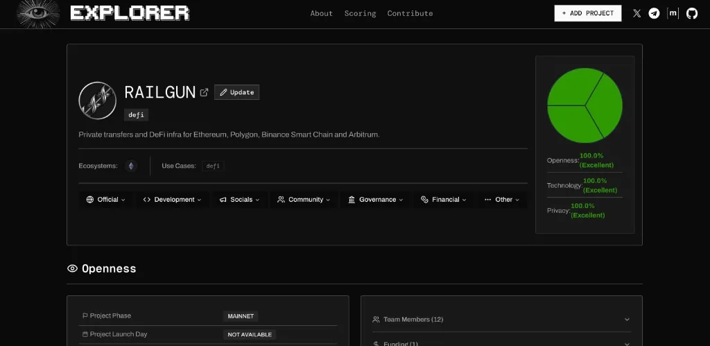 Privacy Explorer project detail page